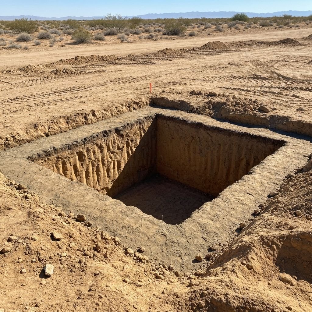 Foundation excavation for new home construction in Southern Utah